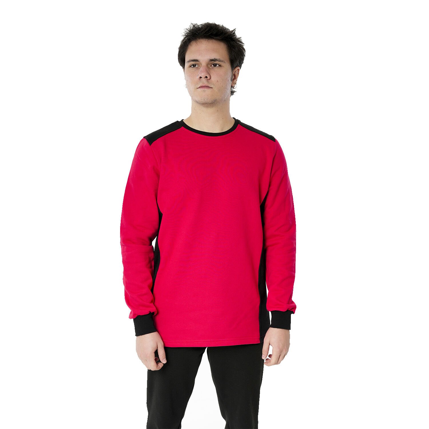 Netto 0 Yaka 2 İplik Çift Renkli Sweatshirt Kırmızı Siyah