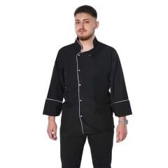 Aşçı Ceketi Katlanabilir Kol Detaylı Siyah Renk