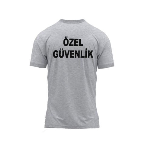 Netto Özel Güvenlik Tişört Logolu 0 Yaka Baskılı Gri Tişört
