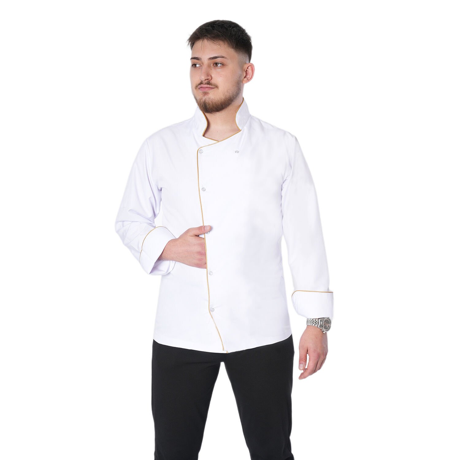 Aşçı Ceketi Katlanabilir Kol Detaylı Beyaz Renk