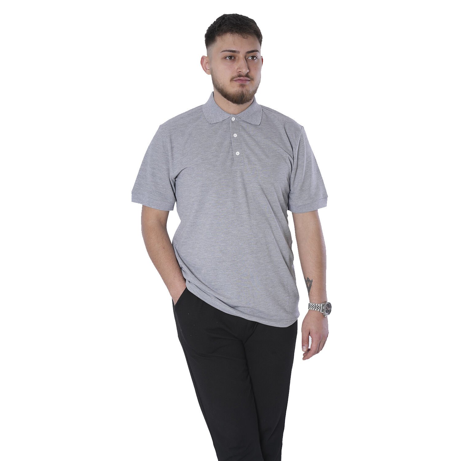 Polo Yaka Yazlık Tişört Gri Renk