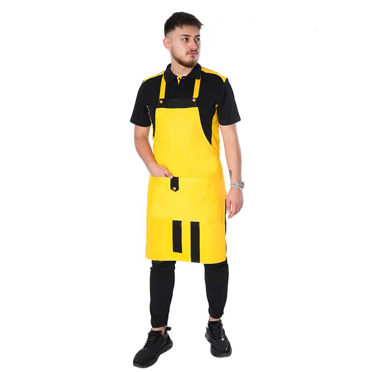 Netto Belden Bağlamalı Boyun Askılı Çift Renkli Önlük Sarı