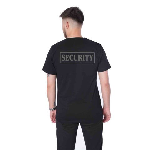 Özel Güvenlik Tişörtü (SECURITY) Logo Reflektör Baskılı Siyah Tişört