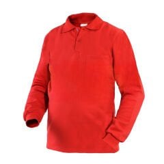 Polo Yaka Uzun Kollu Sweatshirt Kırmızı