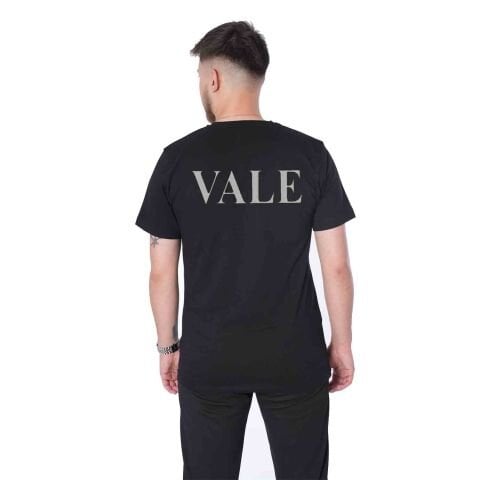 Pamuklu Reflekörlü VALE Tişörtü Logo Reflektör Baskılı Siyah Tişört