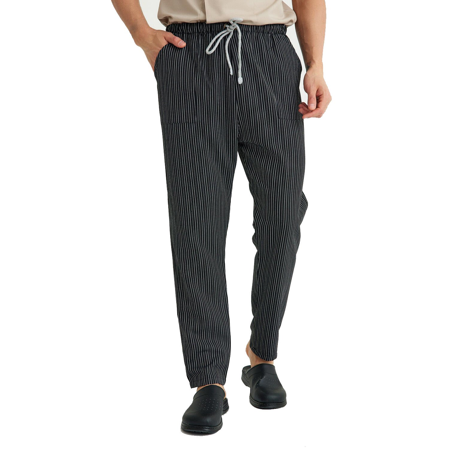 Gabardin Çizgili Aşçı Pantolonu