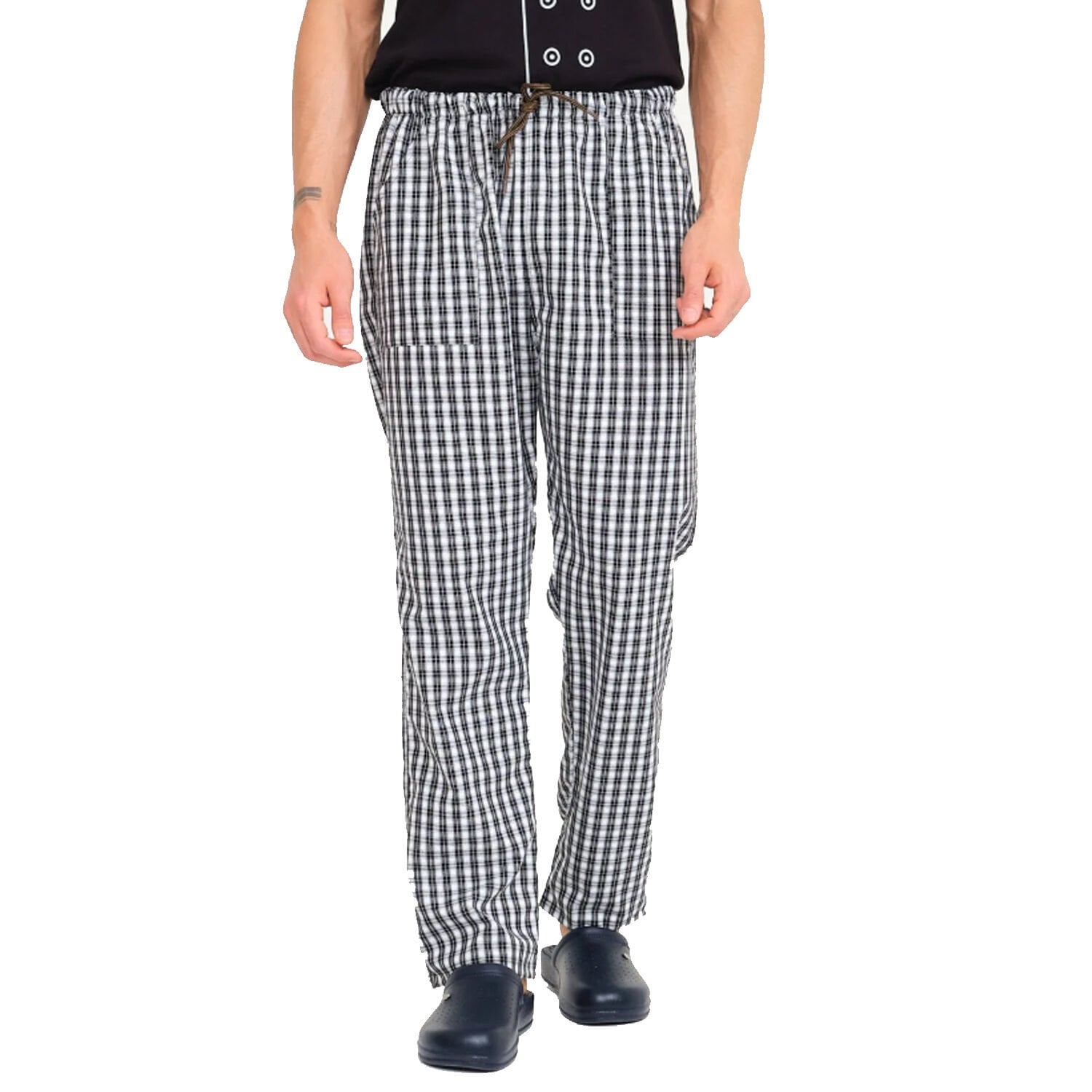 Aşçı Pantolonu Gri Ekose Desen