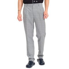 Aşçı Pantolonu Gri Kare Desen