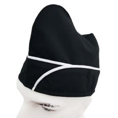 Aşçı Kepi Siyah Renk Beyaz Biyeli