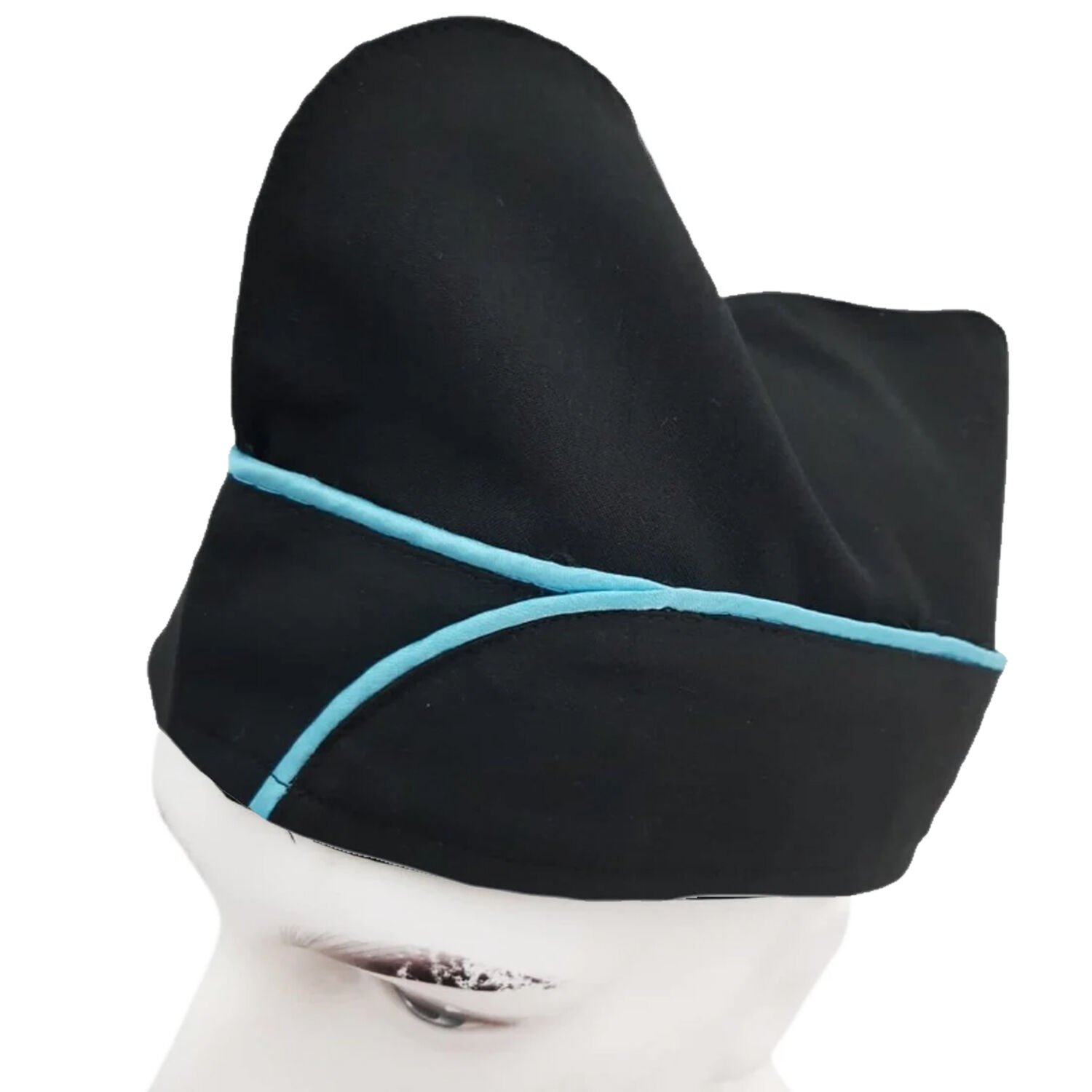 Aşçı Kepi Siyah Renk Turkuaz Biyeli