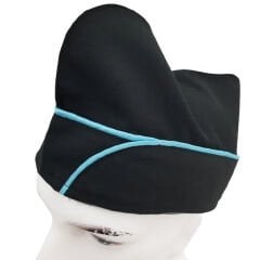 Aşçı Kepi Siyah Renk Turkuaz Biyeli