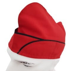 Aşçı Kepi Kırmızı Renk Siyah Biyeli