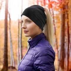 Polar İpli Boyunluk Bere Siyah Renk