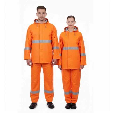 Balıkçı Takım Reflektörlü Yağmurluk Turuncu Renk