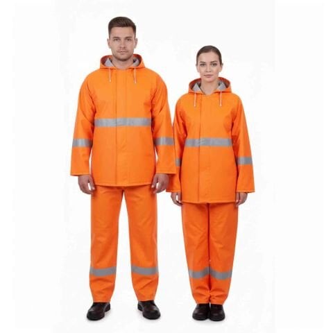 Balıkçı Takım Reflektörlü Yağmurluk Turuncu Renk | Alt Üst Takım Yağmurluk