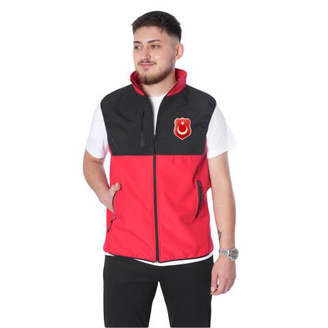 Türk Bayrağı Logolu Yelek Kabartmalı Baskı Softshell Yelek