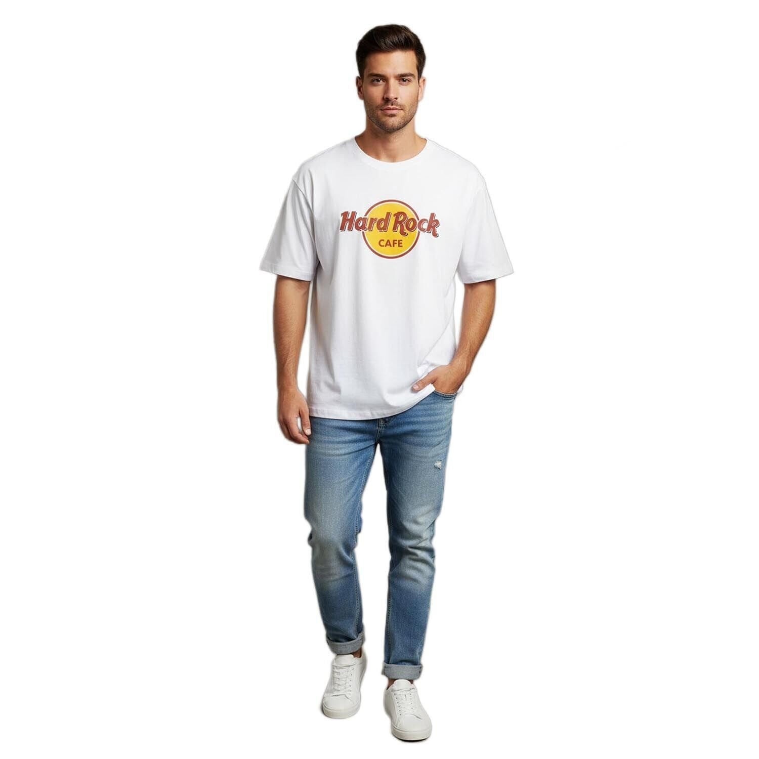 Netto Beyaz Oversize 0 Yaka Baskılı Tişört