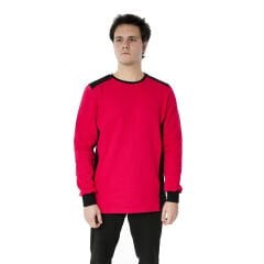 0 Yaka Sweatshirt DuoColor Kırmızı Siyah