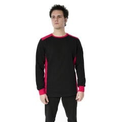 0 Yaka Sweatshirt DuoColor Siyah Kırmızı