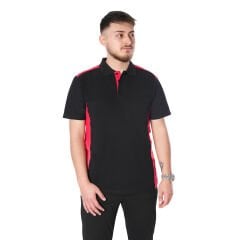 Netto Polo Yaka Yazlık İş Tişörtü Çift Renkli Siyah Kırmızı