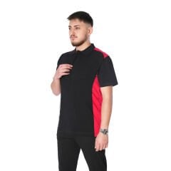 Polo Yaka Yazlık İş Tişörtü Çift Renkli Siyah Kırmızı