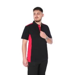 Netto Polo Yaka Yazlık İş Tişörtü Çift Renkli Siyah Kırmızı