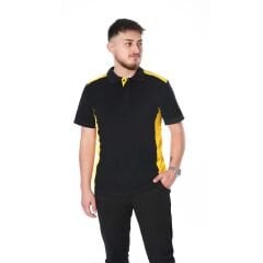 Polo Yaka Yazlık Tişört Çift Renkli Siyah Sarı