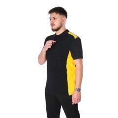Polo Yaka Yazlık Tişört Çift Renkli Siyah Sarı